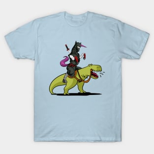 Ninja Unicorn Riding T-Rex Dinosaur T-Shirt